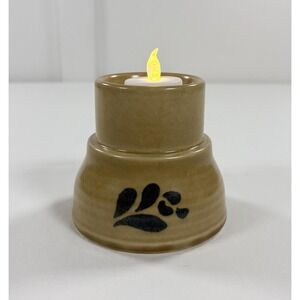 Pfaltzgraff Folk Art Hurricane Lamp Base Stoneware Votive Tealight Candle Holder